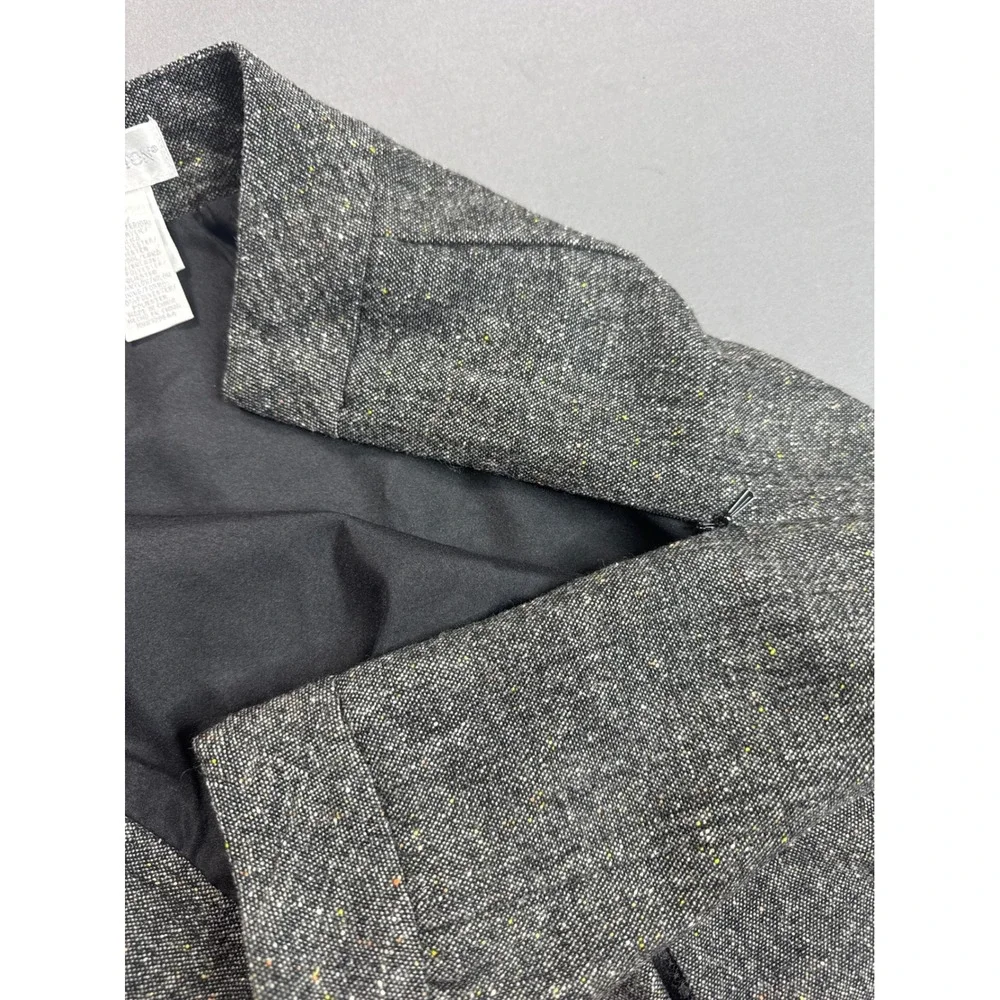 Worthington Y2K Grey Tweed Lace Inset Pleated Skirt Womens Size 10 Vintage Style
